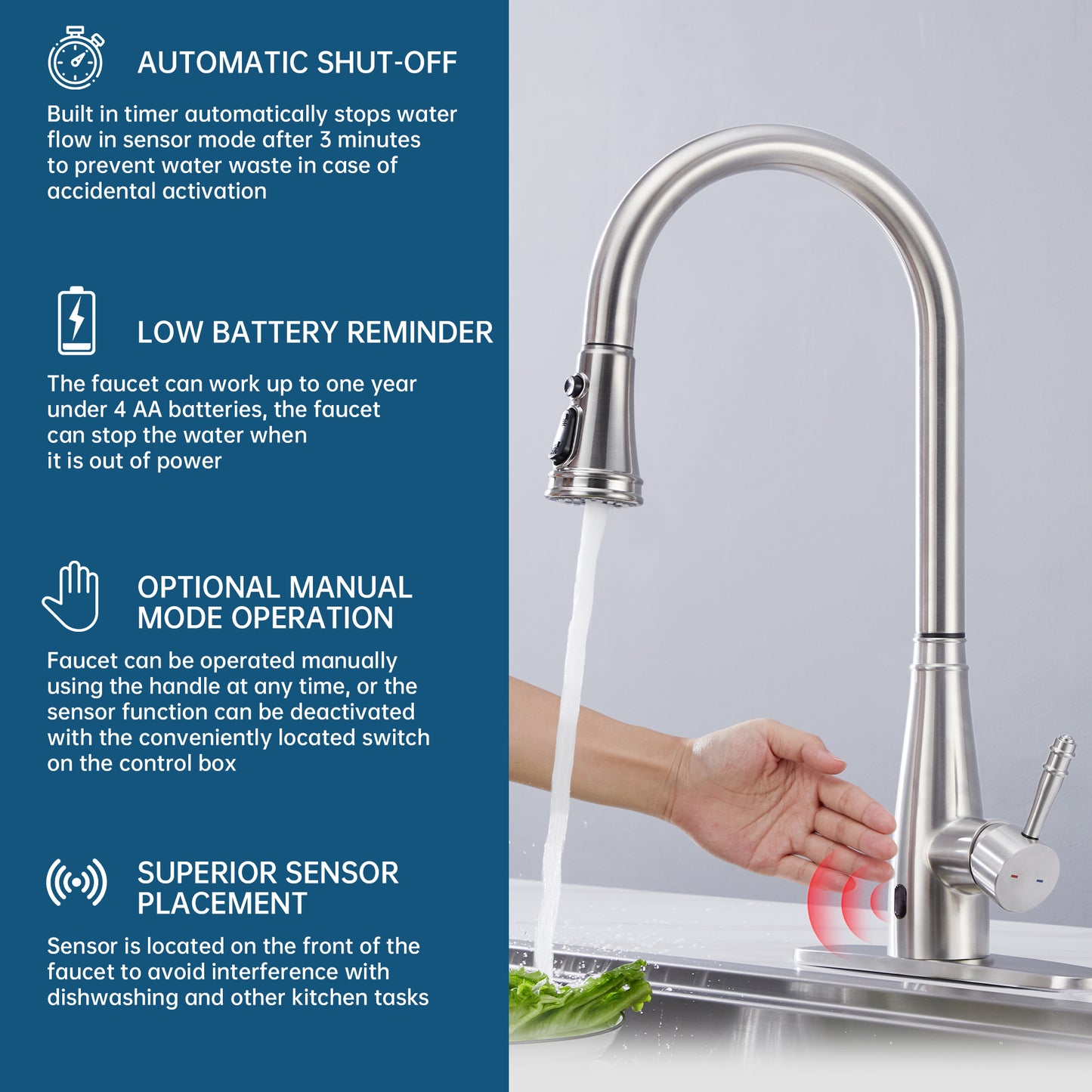 CF-15029 Touchless Sensor Faucet With Pull-down Sprayer