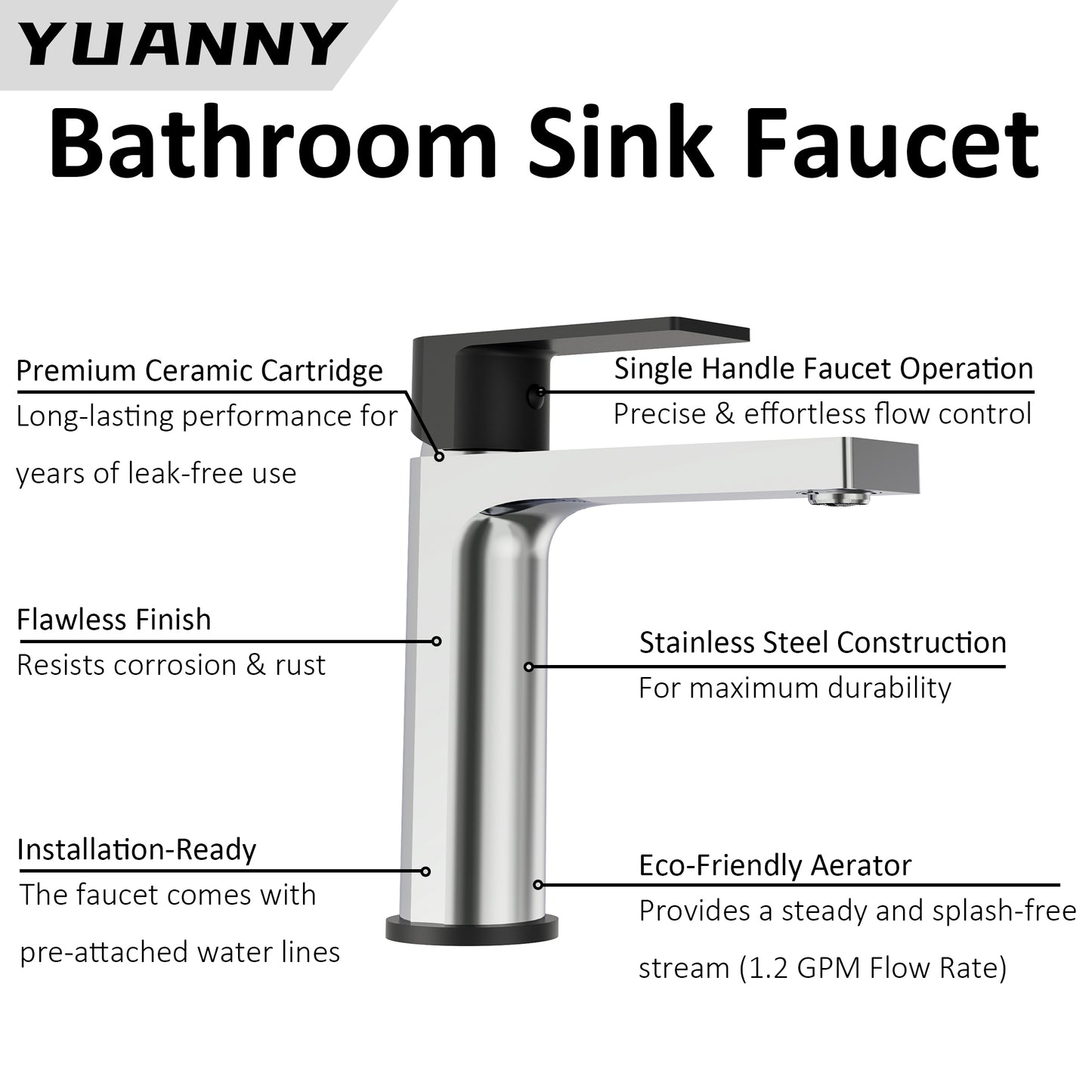 MP-11065 Nickel Deck-mount hot and cold basin faucet