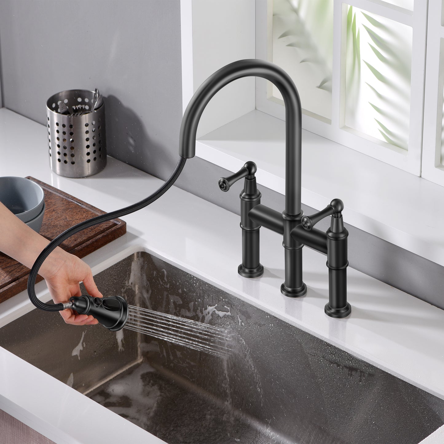 CF-15082 Black Pull Down Kitchen Faucet