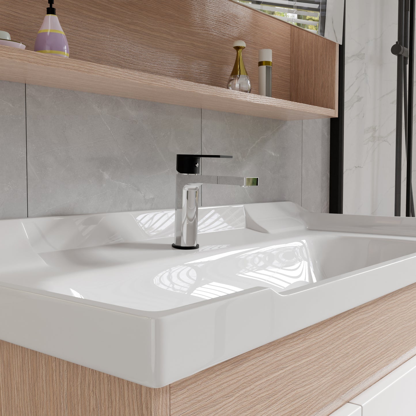 MP-11065 Nickel Deck-mount hot and cold basin faucet