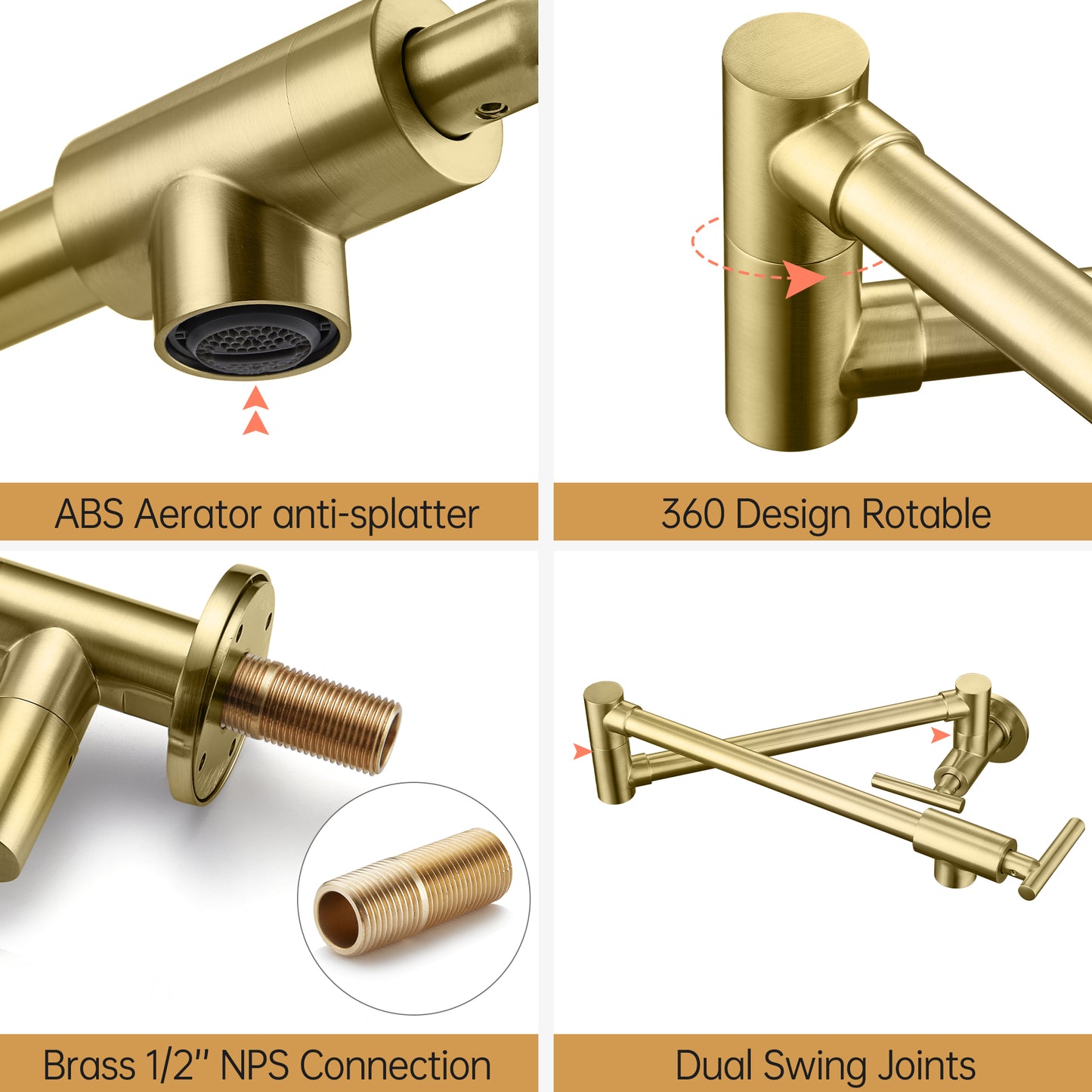 CF-25046 Gold Folding Kitchen Faucet