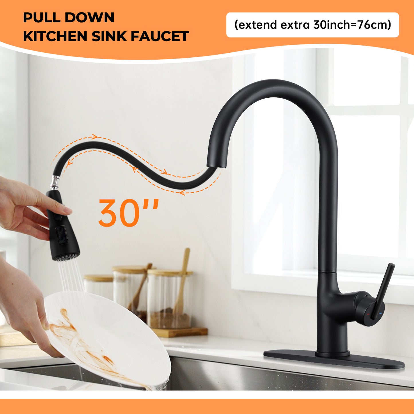 CF-15010 Black pull down kitchen faucet